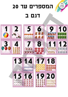 המספרים עד 20 דגם ב'